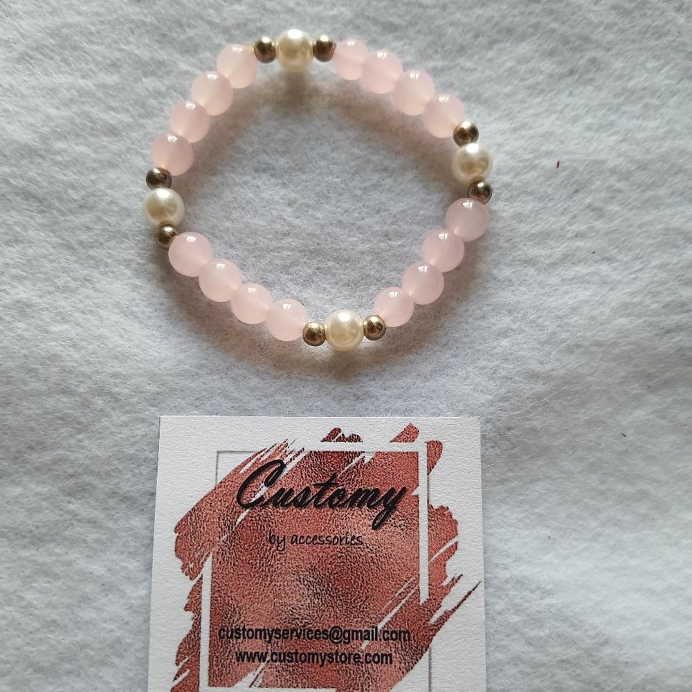 PINK AND WHITE PEARL BRACELET